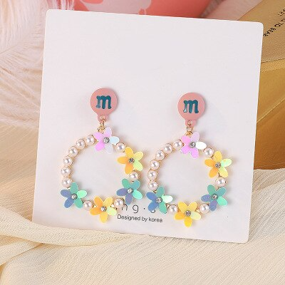 ARETES ARRACADA FLORES Y PERLAS