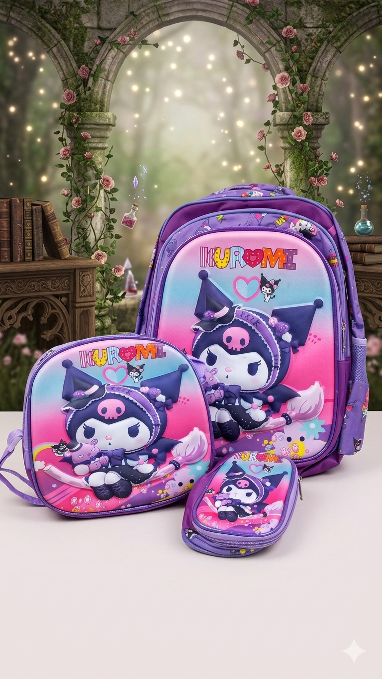 COMBO MOCHILA CON LUZ KUROMI #895