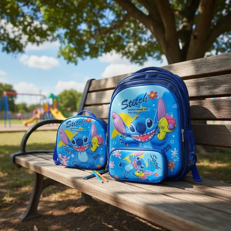 COMBO MOCHILA CON LUZ STITCH #902