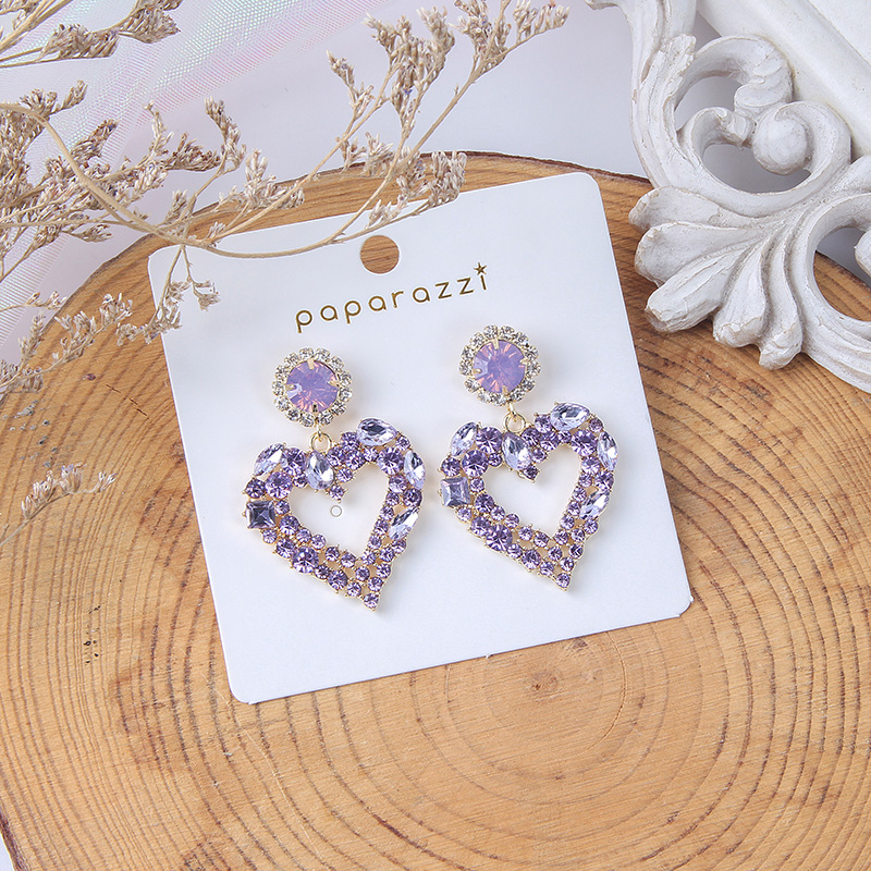 ARETES CORAZON PIEDRAS MORADAS