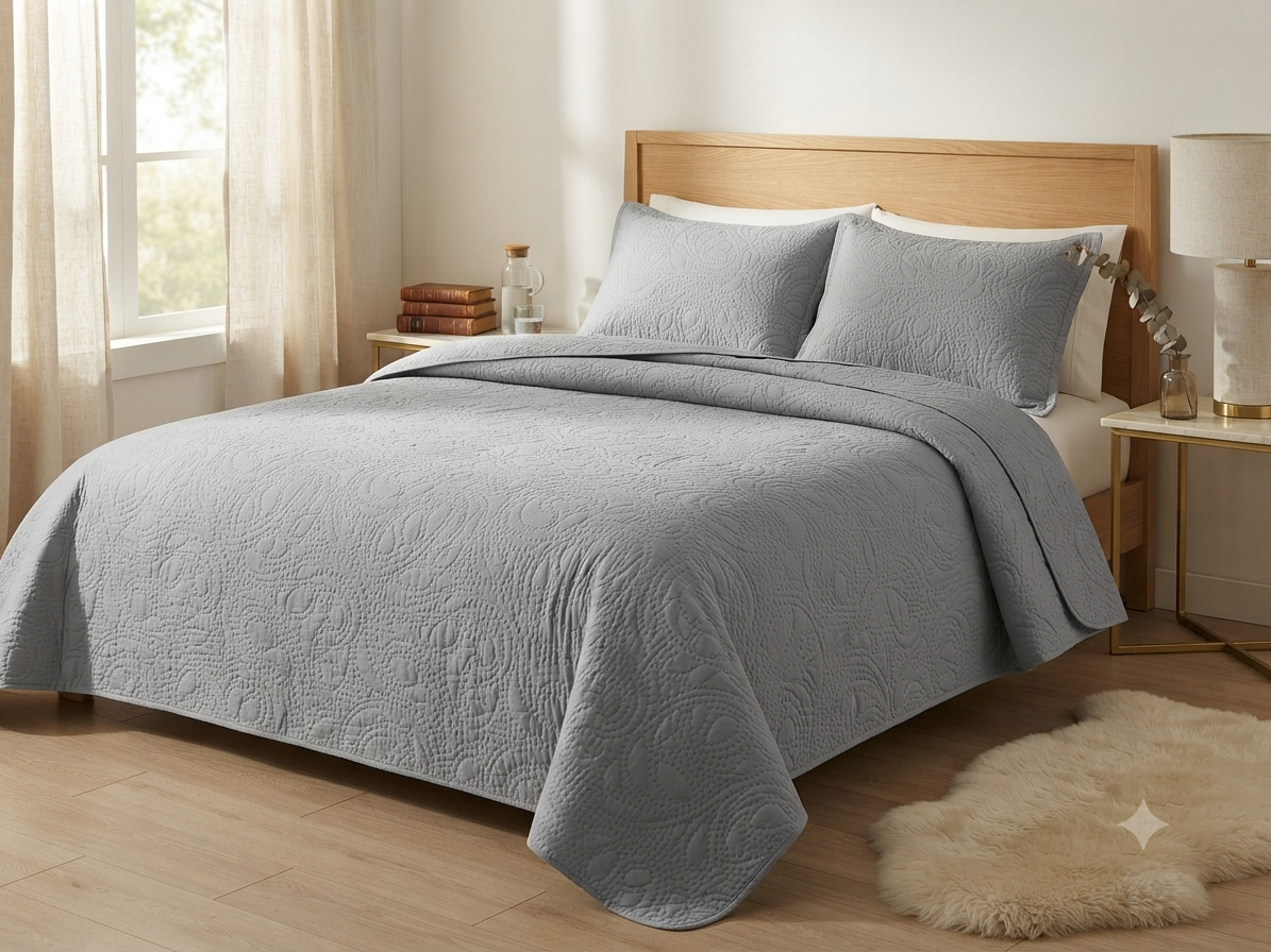 JUEGO DE CAMA 3 PIEZAS TEXTURA GRIS