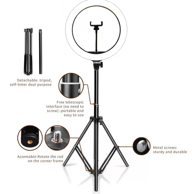 ARO DE LUZ 10 PULGADAS Y TRIPIE DE 55CM