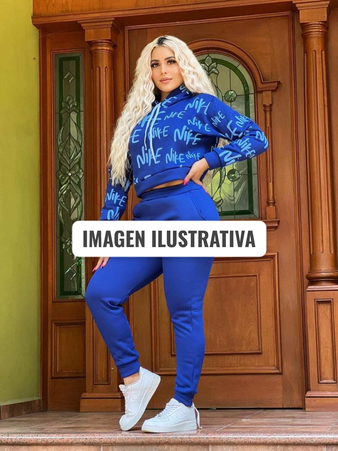 CONJUNTO SUDADERA CORTA NIKE AZUL REY