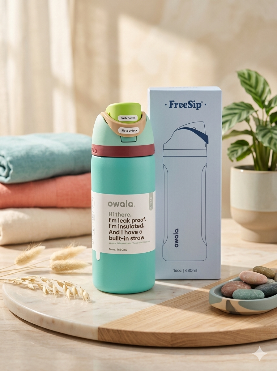 OWALA KIDS FREE SIP 16OZ VERDE MENTA/LIMON
