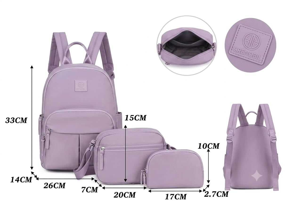 COMBO MOCHILA JUVENIL LISA LILA 2154