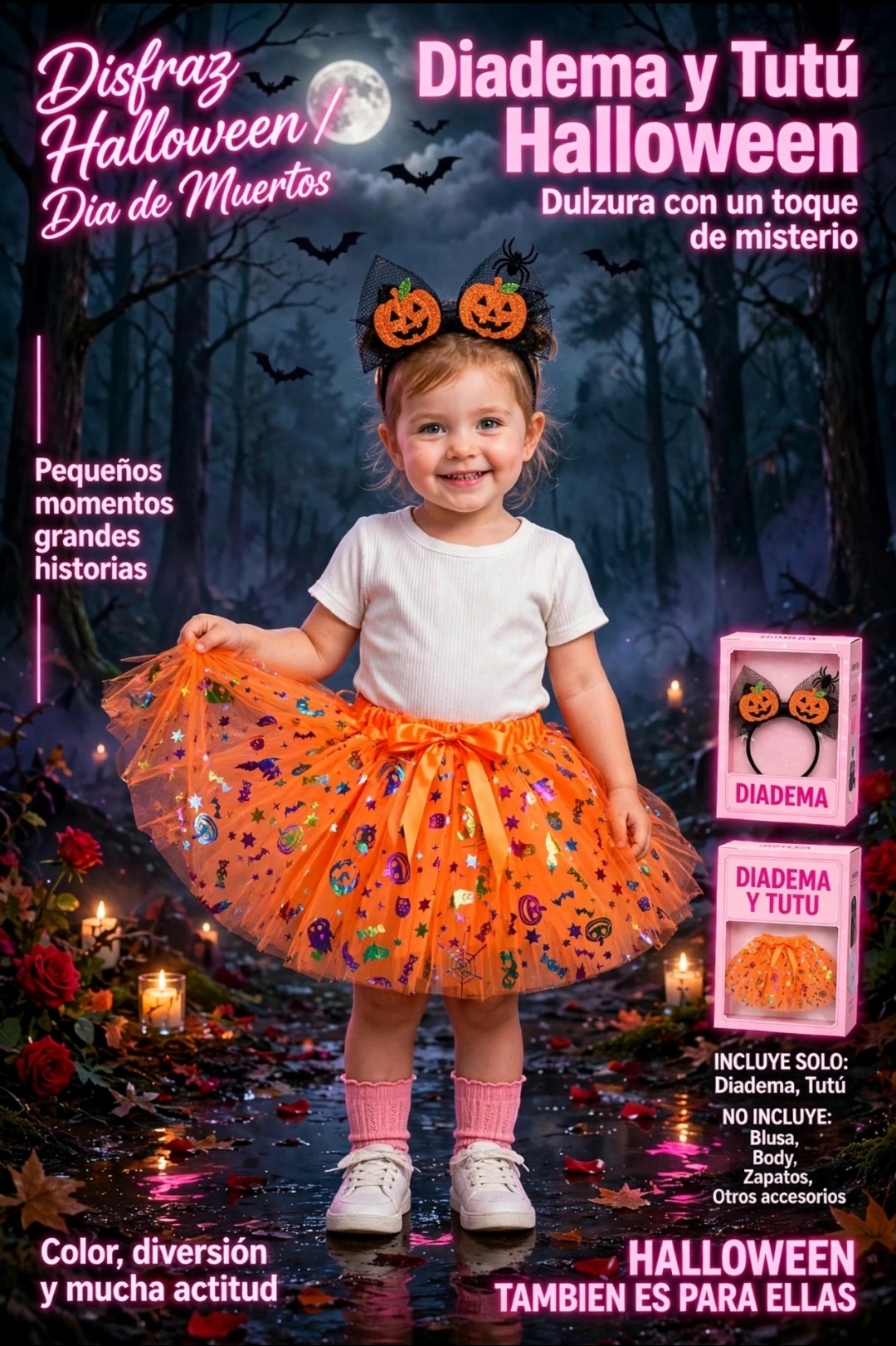 DISFRAZ HALLOWEEN DIADEMA Y TUTU