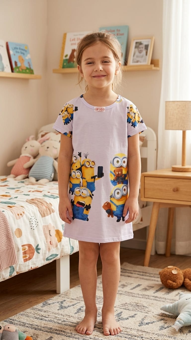PIJAMA TIPO VESTIDO PARA NIÑA PERSONAJES MINIONS 16