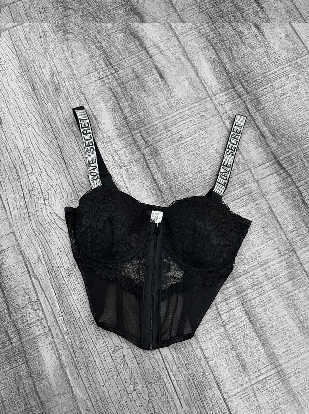CORSET ENCAJE TRANSLUCIDO 077 NEGRO CH