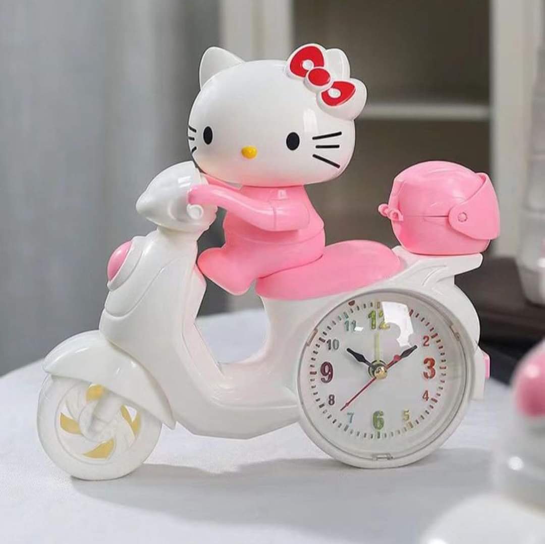 RELOJ DESPERTADOR MOTOCICLETA KITTY