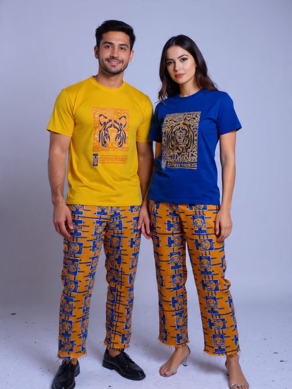 DUO PIJAMAS PAREJAS TIGRES FRANEL