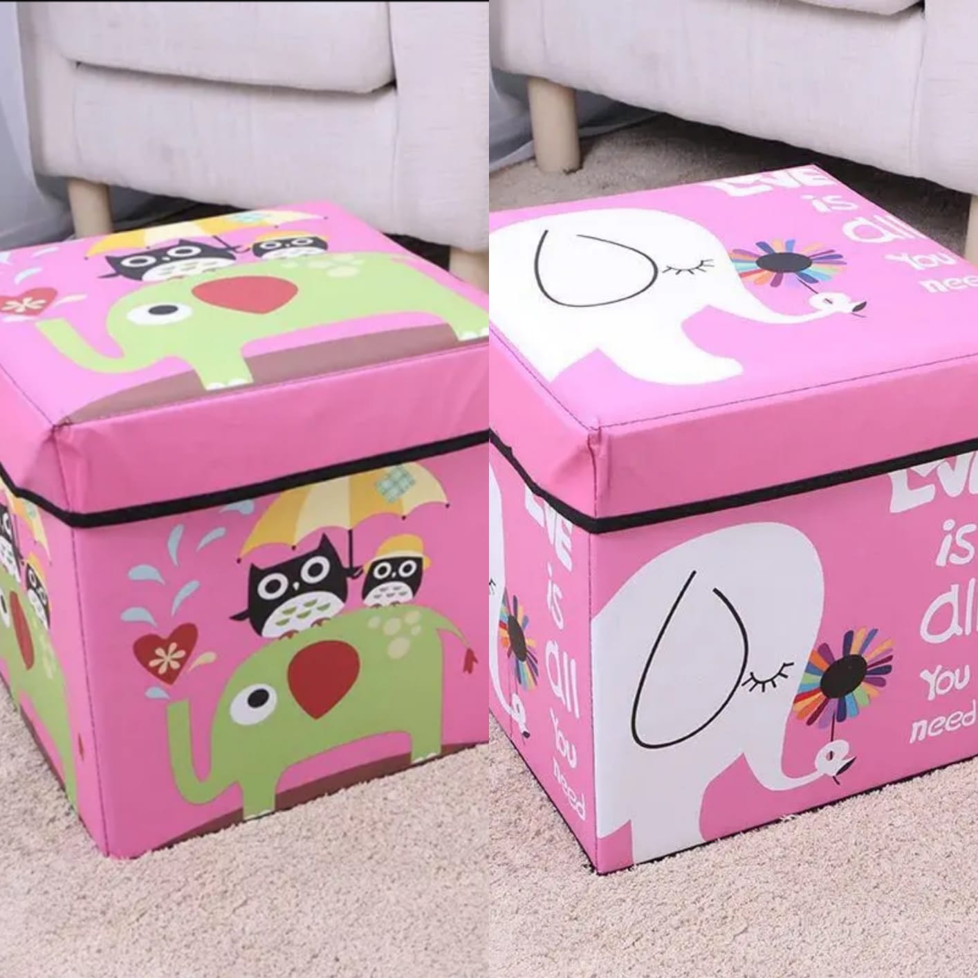 CAJA DE ALMACENIMIENTO CUADRADA ROSA