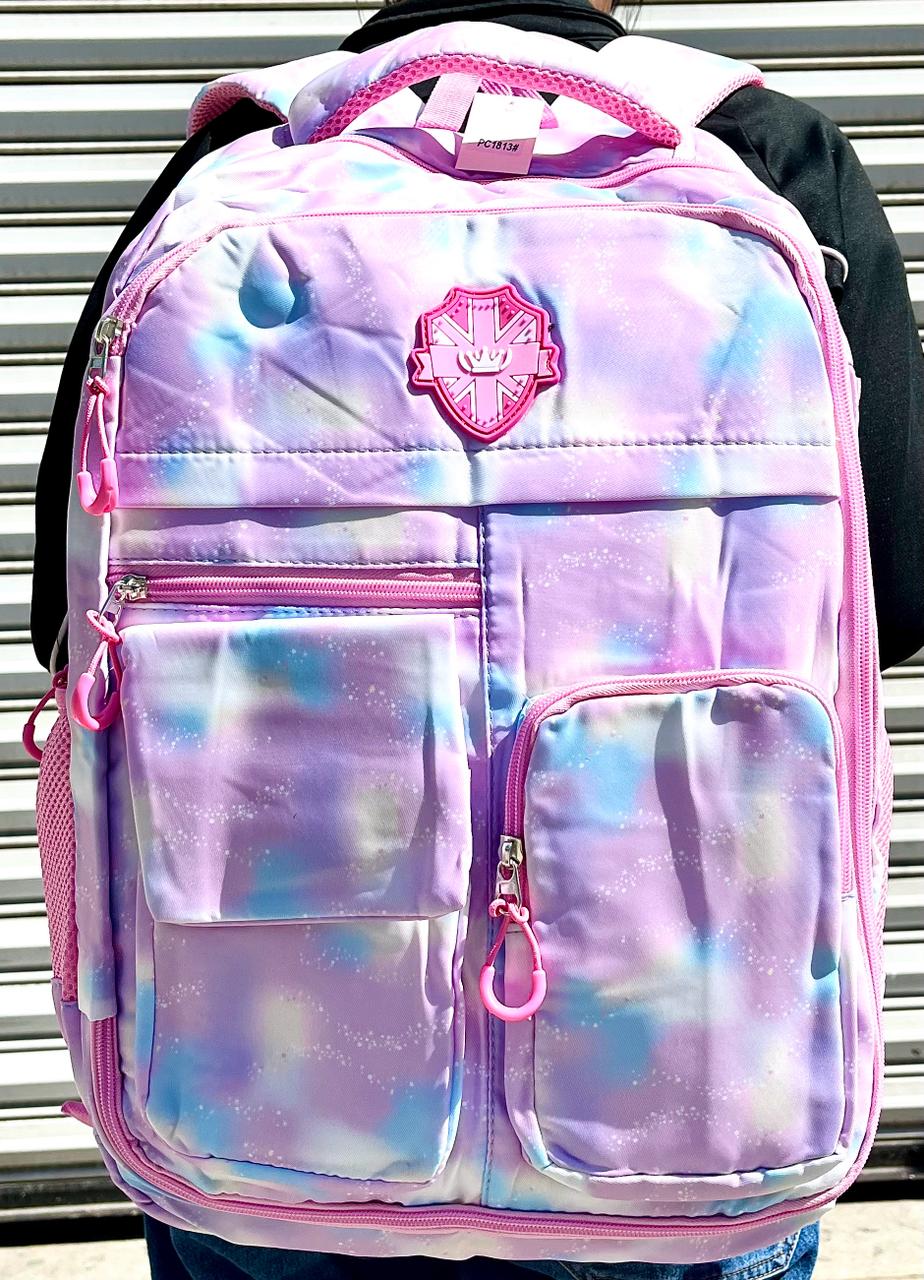 MOCHILA COMPARTIMENTADA GALAXIA ROSA