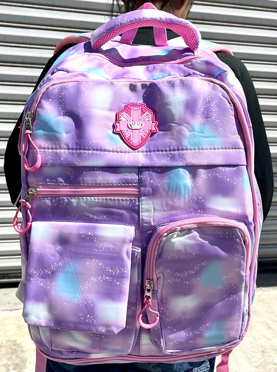 MOCHILA COMPARTIMENTADA GALAXIA LILA