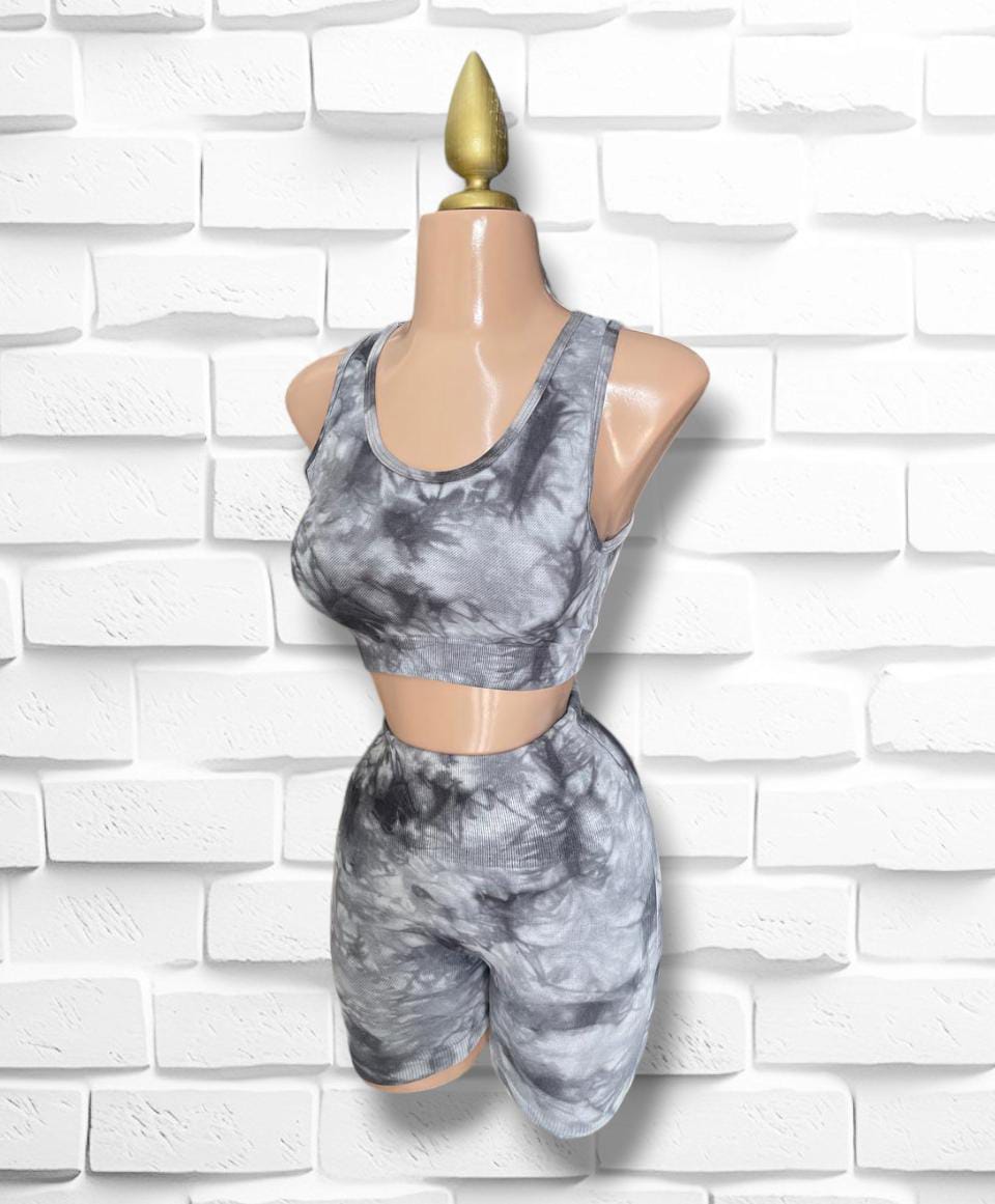 CONJUNTO DEPORTIVO SHORT TIE DYE GRIS CLARO #16