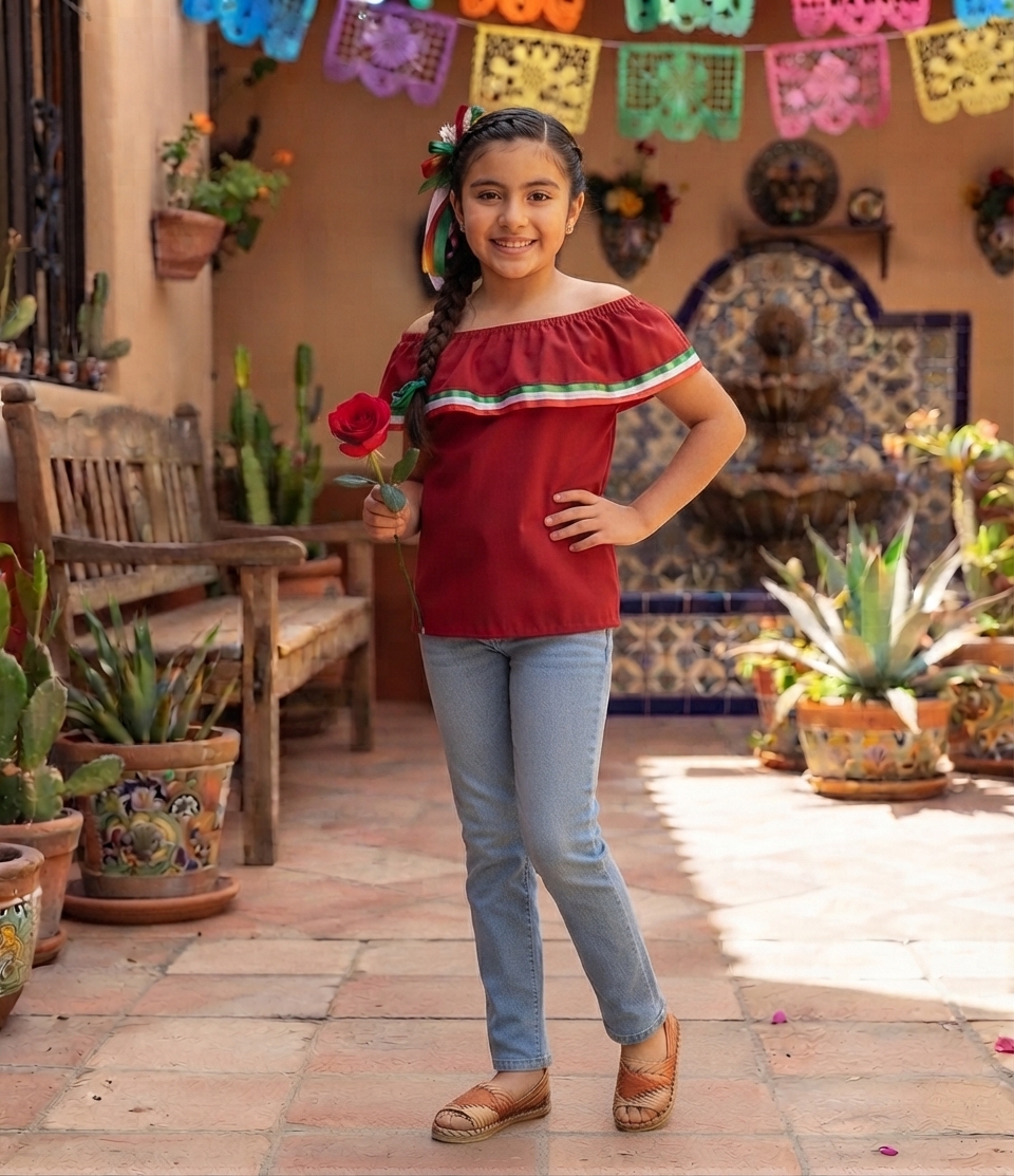 BLUSA MEXICANA NIÑA ROJO G