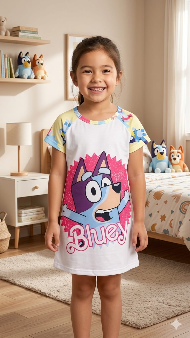 PIJAMA TIPO VESTIDO PARA NIÑA PERSONAJES BLUEY 16