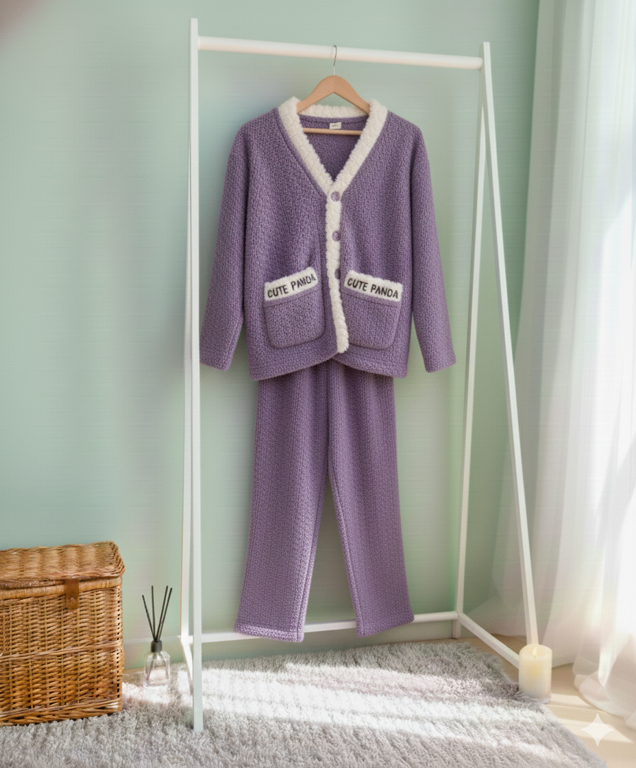 PIJAMA ABORREGADA CUTE PANDA LILA M/L
