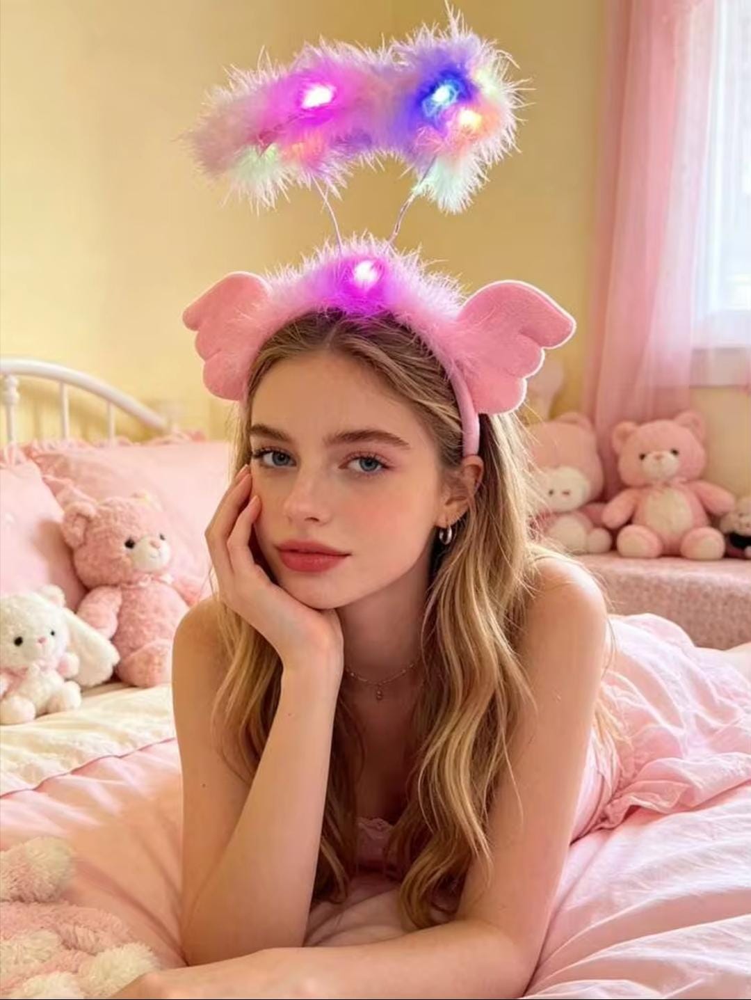 DIADEMA ANGEL CON LUZ ROSA
