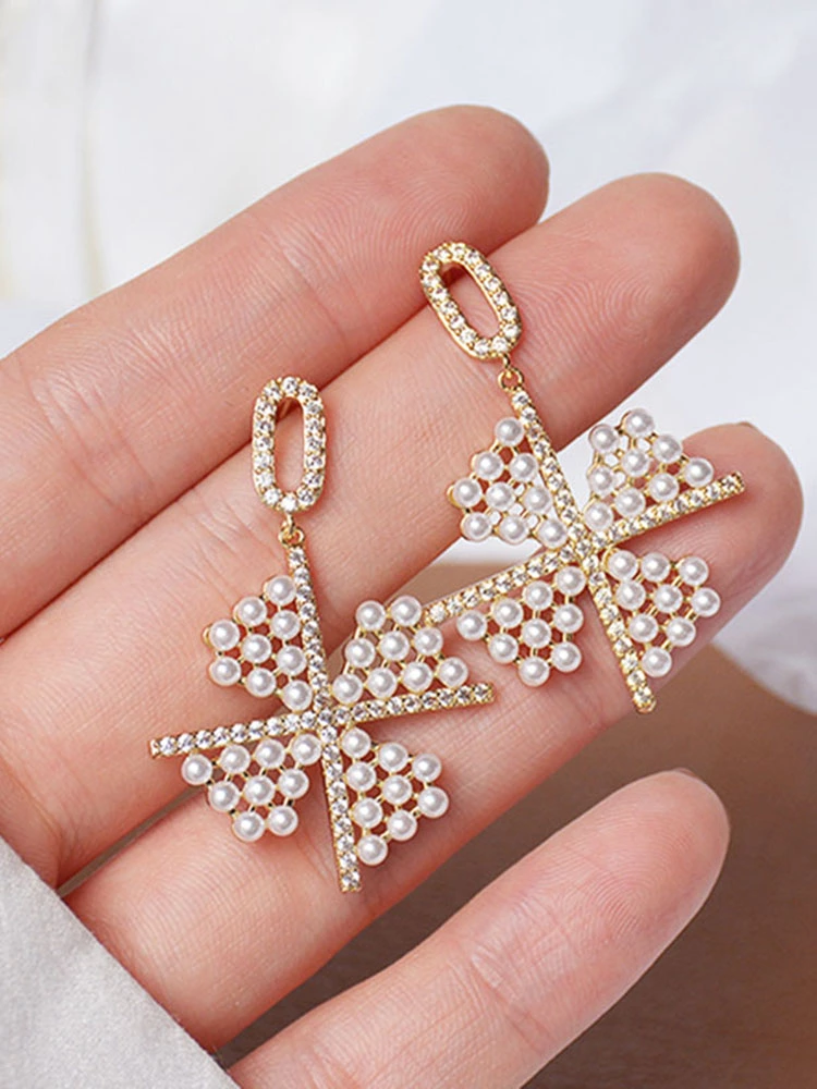 ARETES ABANICO PERLAS DIAMANTES