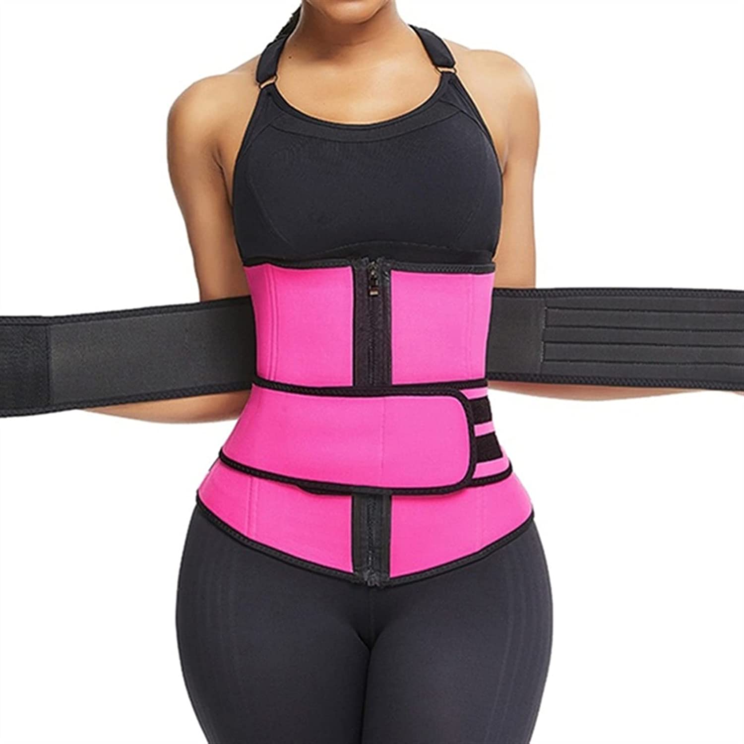 FAJA DOS VELCROS ZIPER ROSA XL