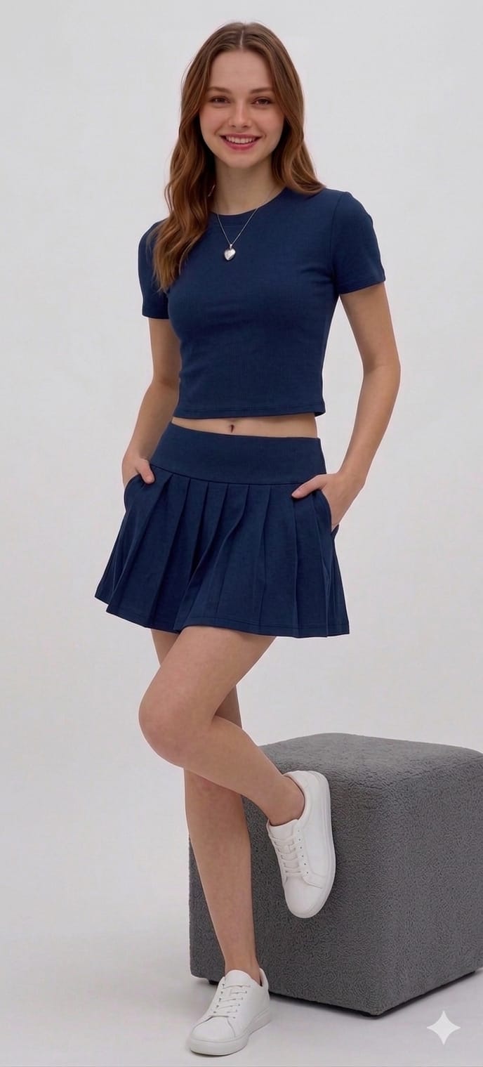 CONJUNTO FALDA Y TOP AZUL REY