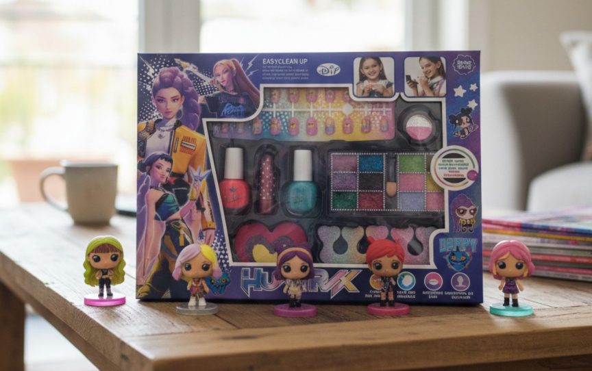 SET DE MAQUILLAJE Y UÑAS GUERRERAS KPOP ROSA