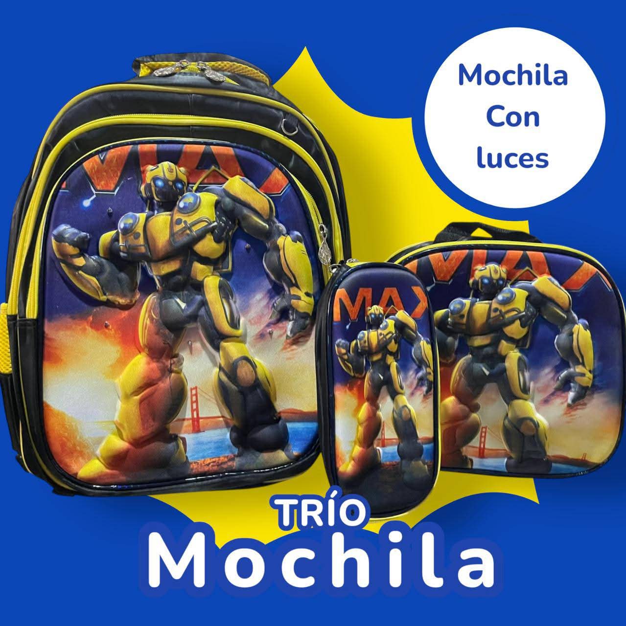 COMBO MOCHILA ESCOLAR SIN LUZ BUMBLEBEE #025