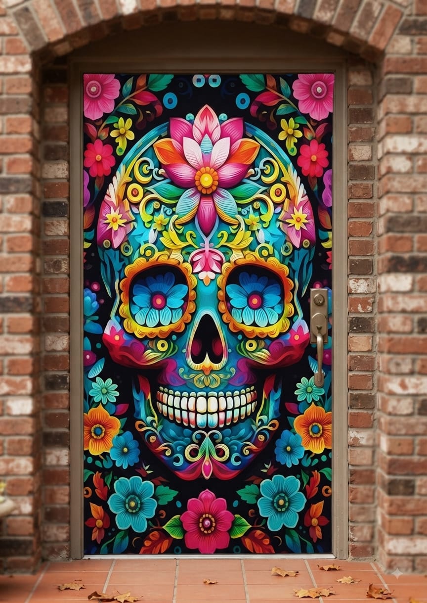 FUNDA CUBRE PUERTA HALLOWEEN-DIA DE MUERTOS MOD.4