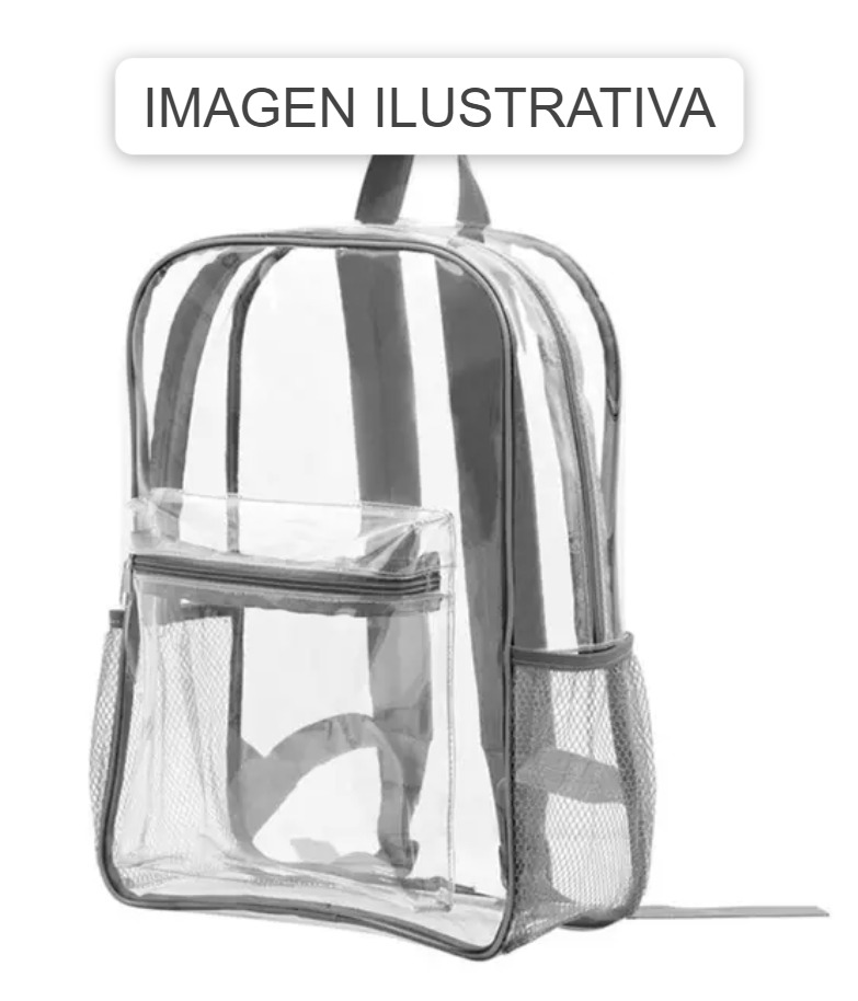 MOCHILA TRANSPARENTE GRIS GRANDE
