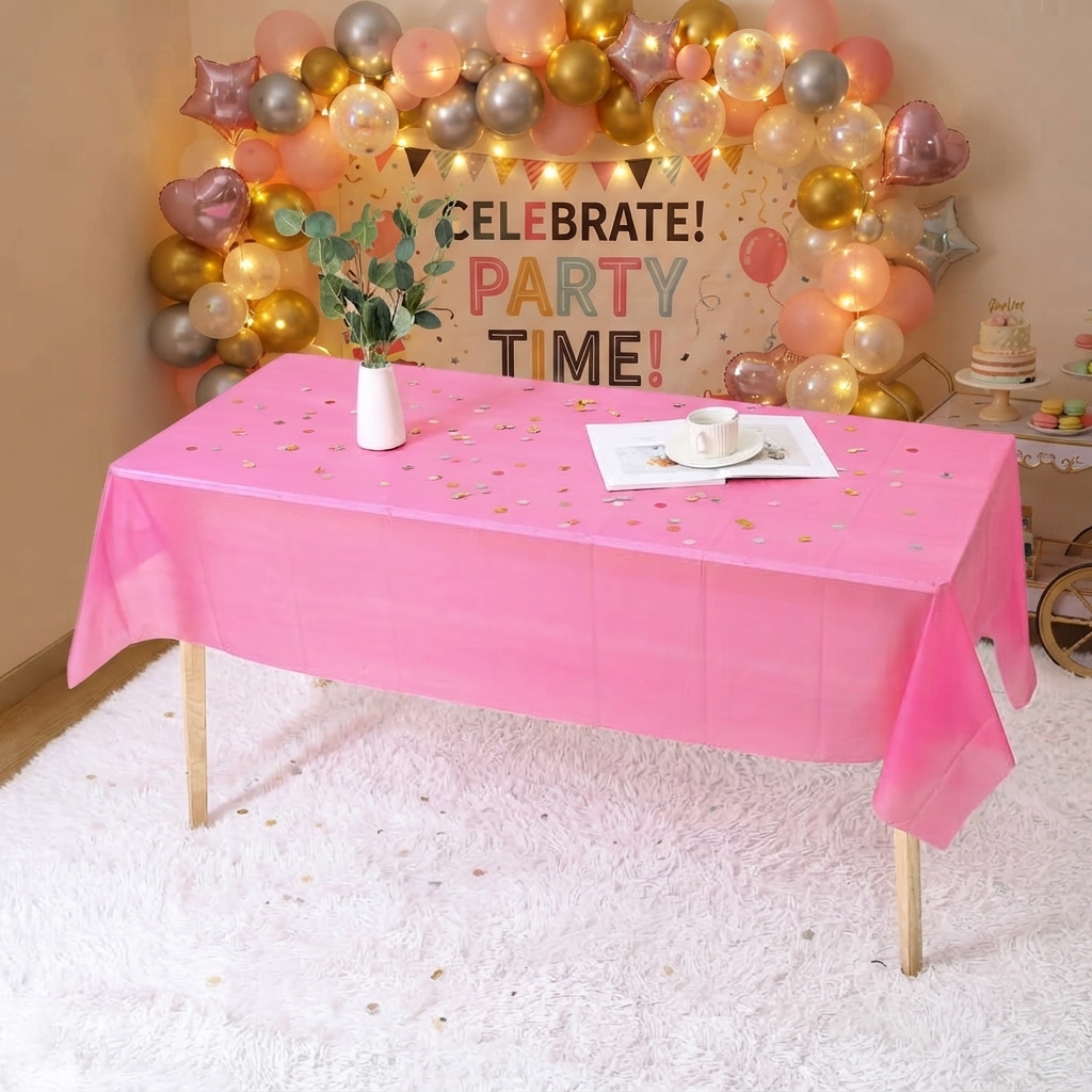 MANTEL DE PLASTICO 137X183CM ROSA