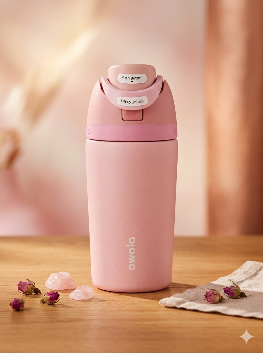 TERMO OWALA KIDS 12OZ ROSA PASTEL