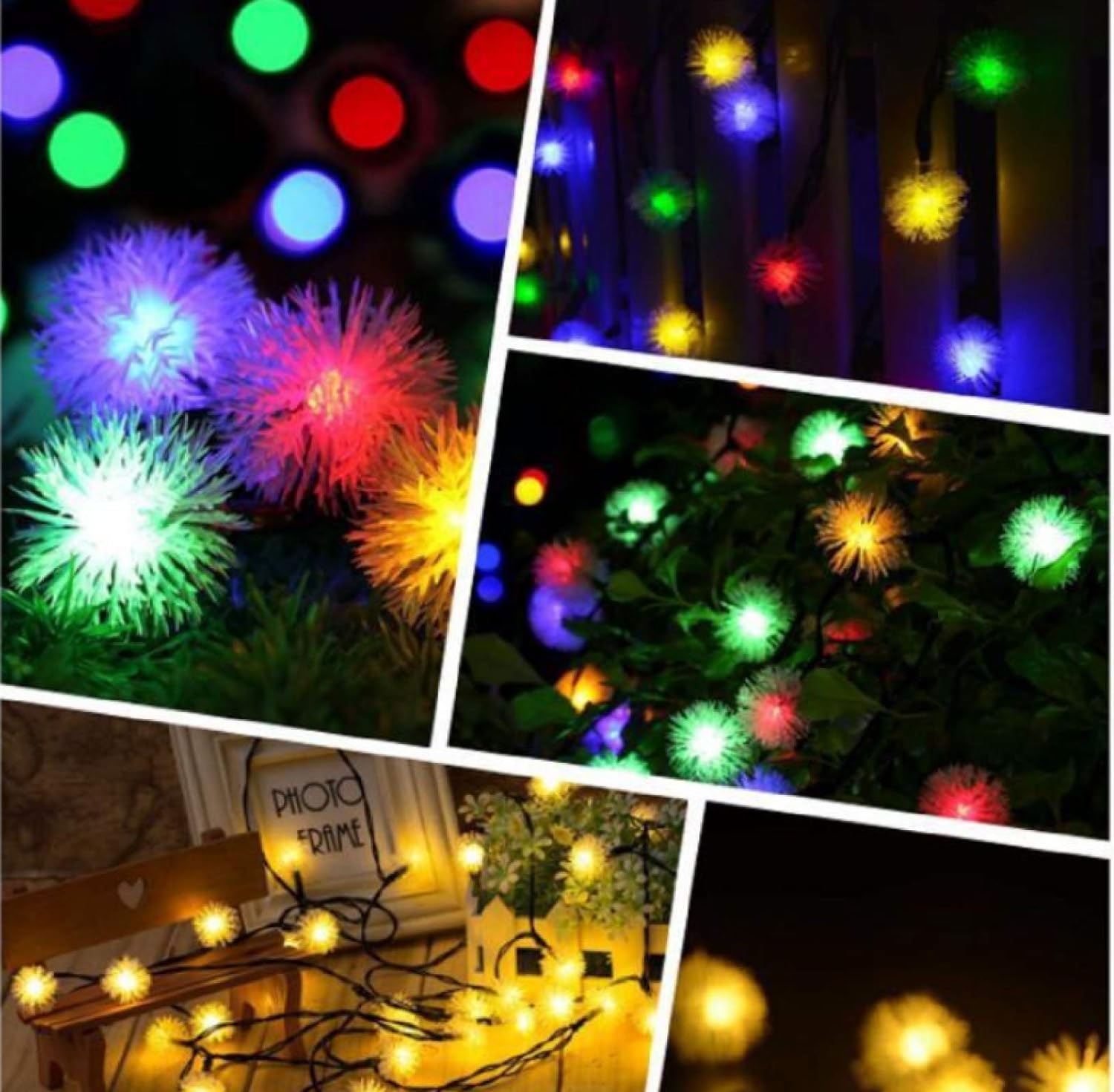 LUCES SOLARES 20 LED POMPONES