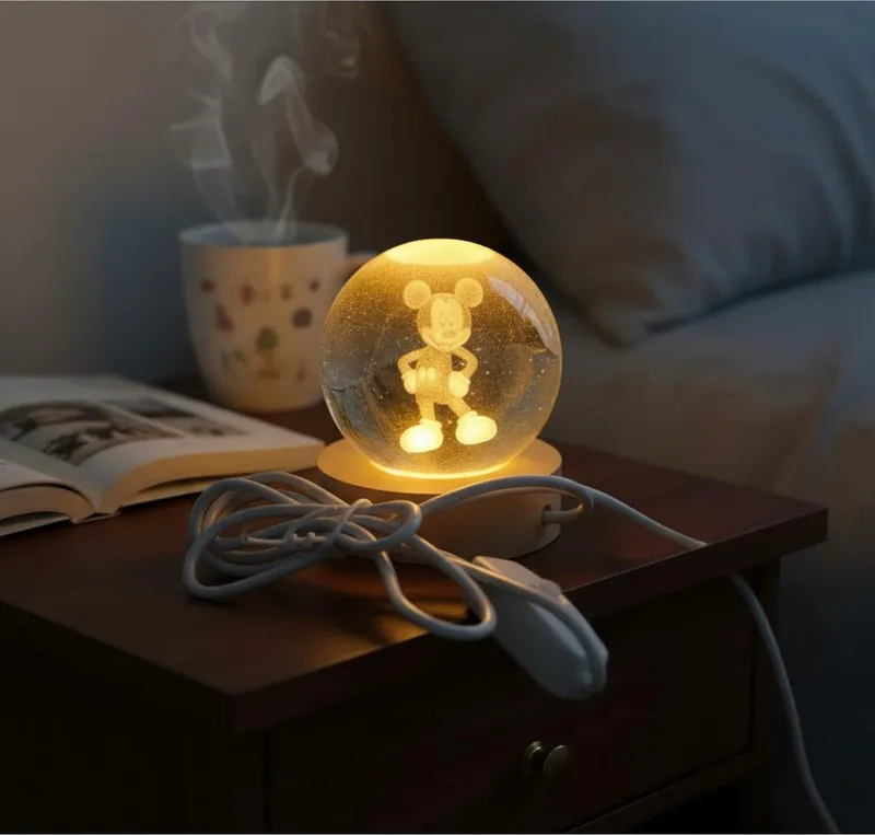 LAMPARA BOLA DE CRISTAL 6CM DE MICKEY MOUSE