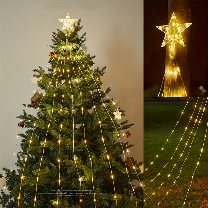 ESTRELLA CON SERIE DE LUCES AMARILLA  2.1M PARA ARBOL NAVIDEÑO(4085)