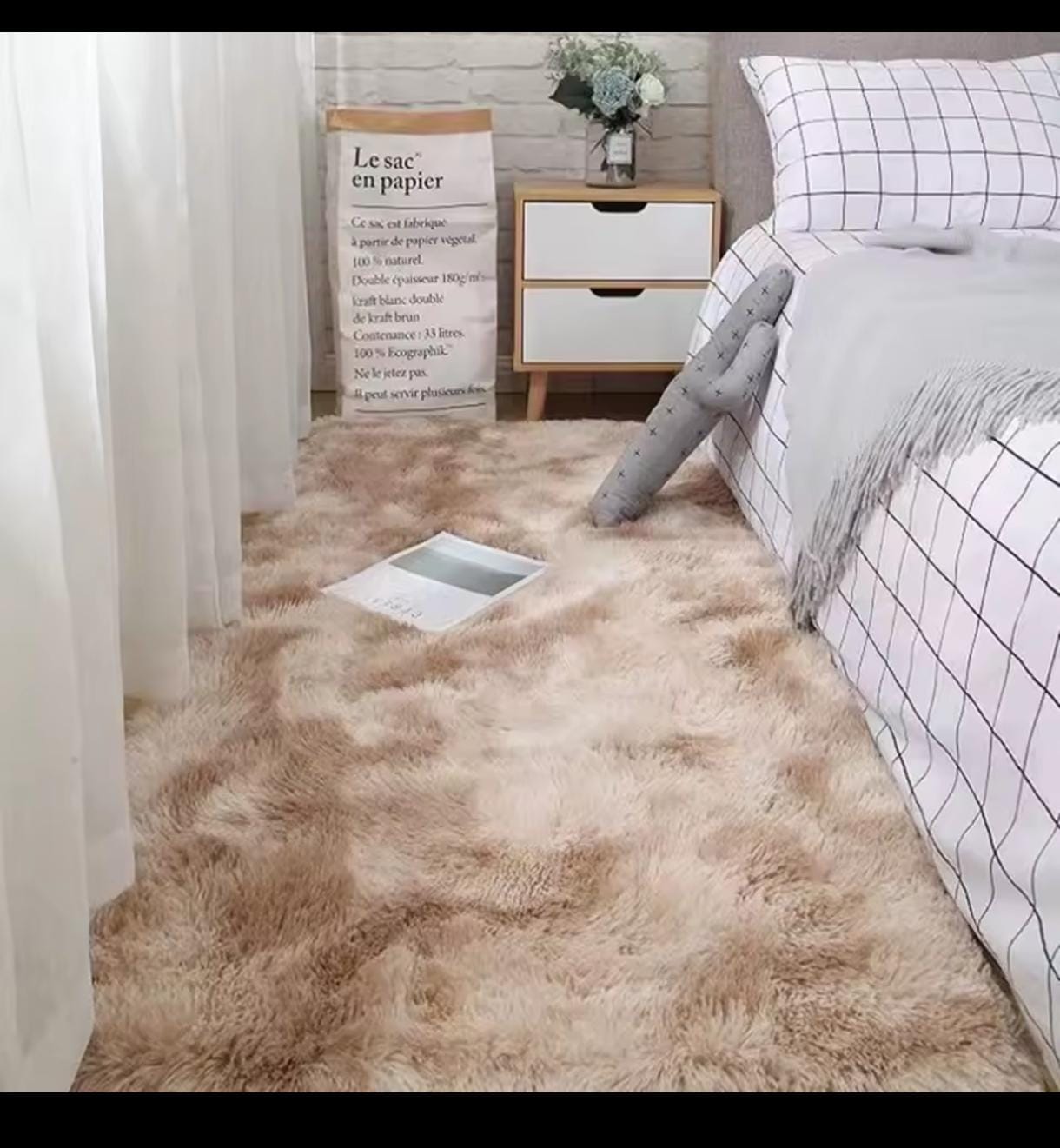 ALFOMBRA PELO ALTO 150X200CM BEIGE/CAMEL