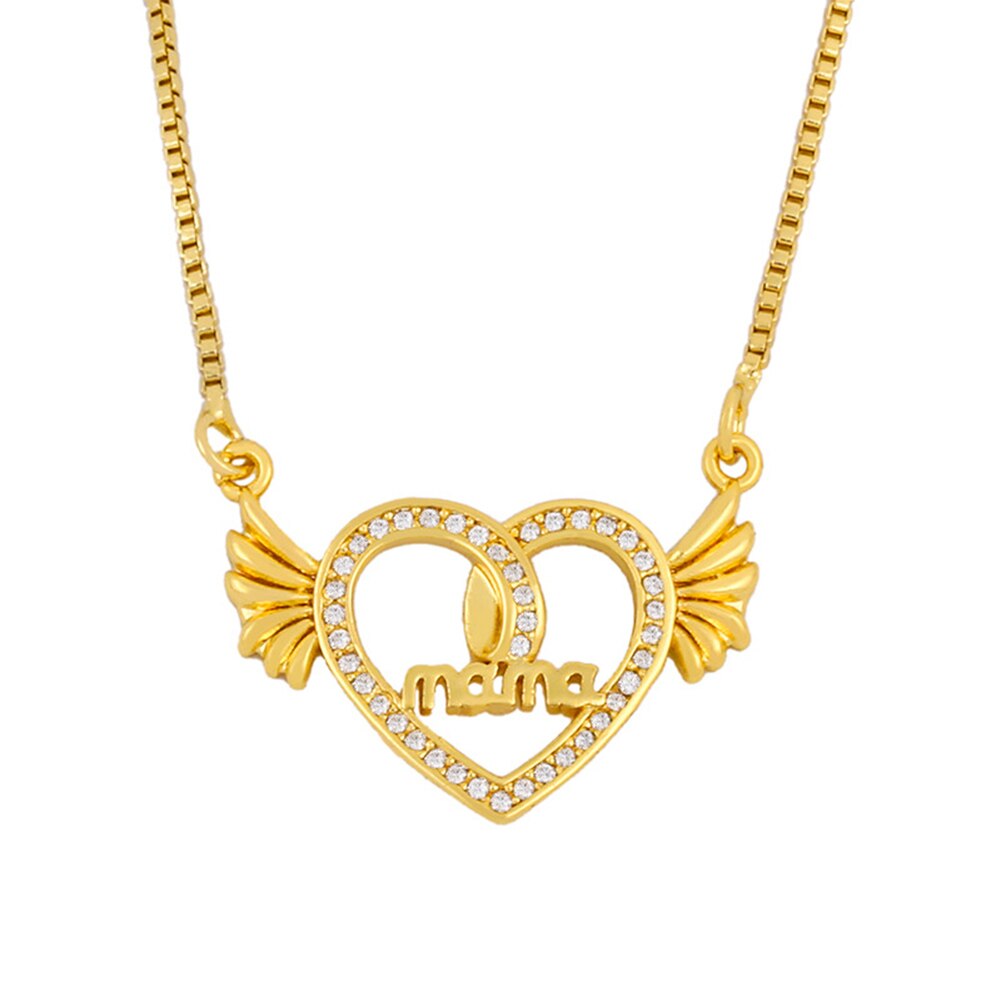 COLLAR CORAZON MAMA PIEDRAS BLANCAS
