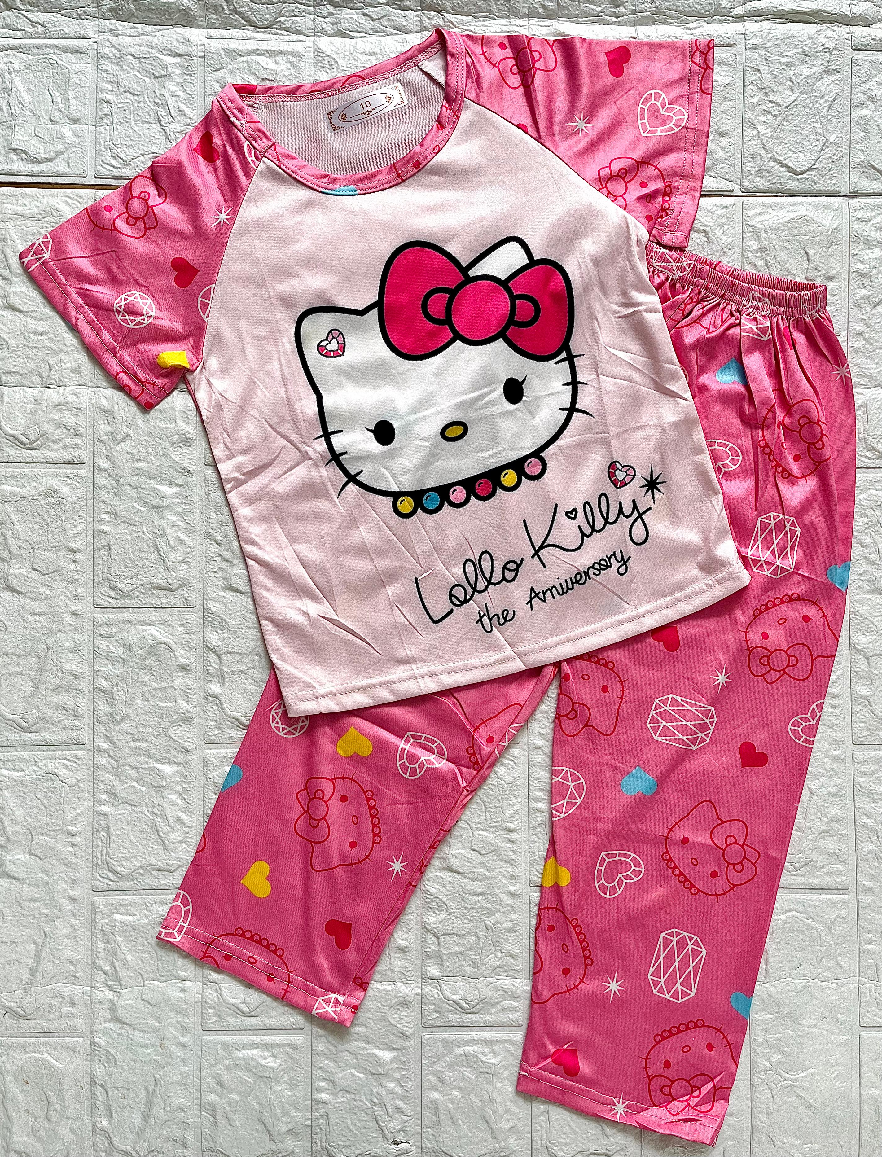 CONJUNTO PIJAMA PANTS NIÑOS KITTY ROSA 16