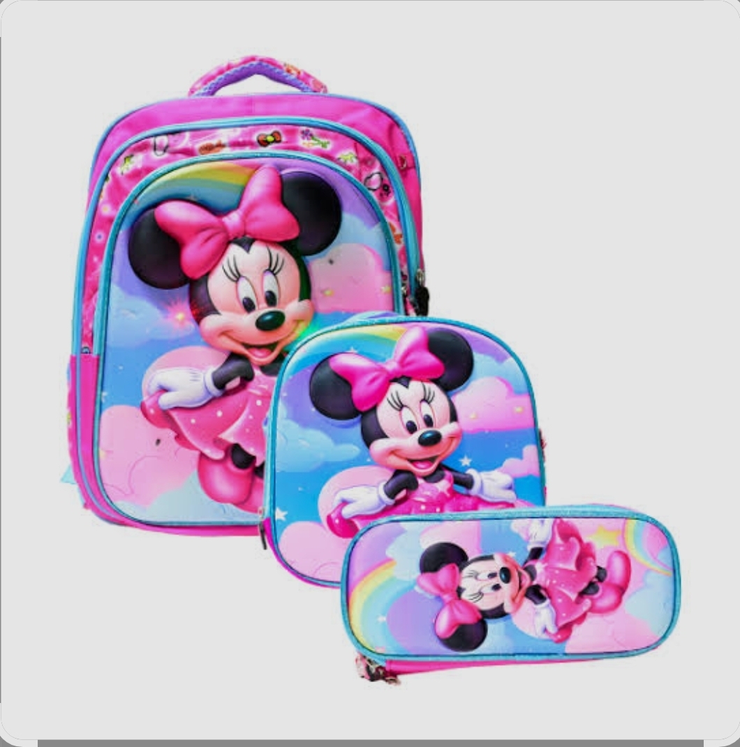 COMBO MOCHILA ESTAMPADO CON LUZ PERSONAJES MINNIE #2413