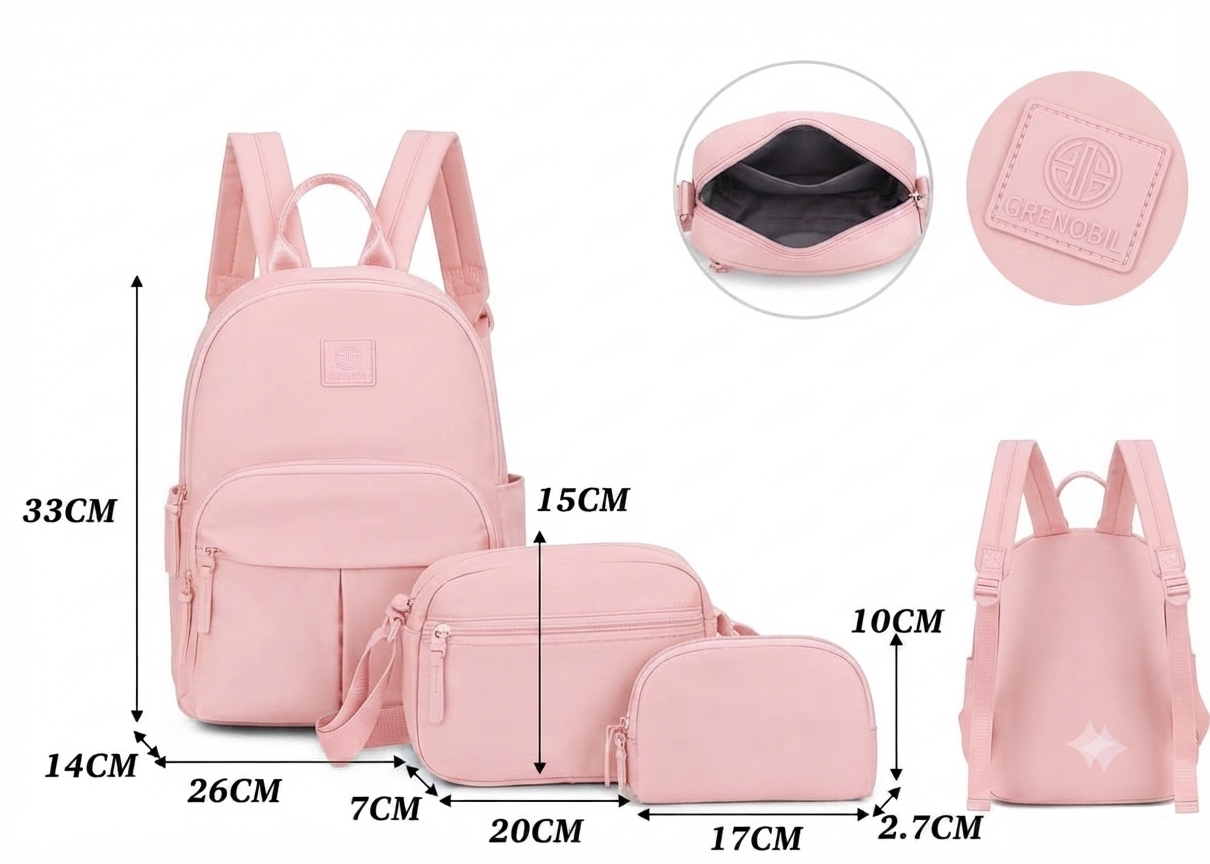 COMBO MOCHILA JUVENIL LISA ROSA PASTEL 2154