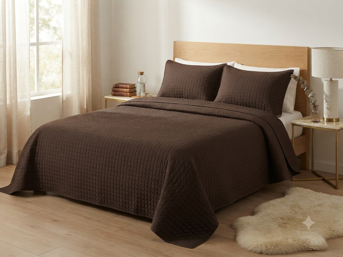 JUEGO DE CAMA 3 PIEZAS TEXTURA MARRON
