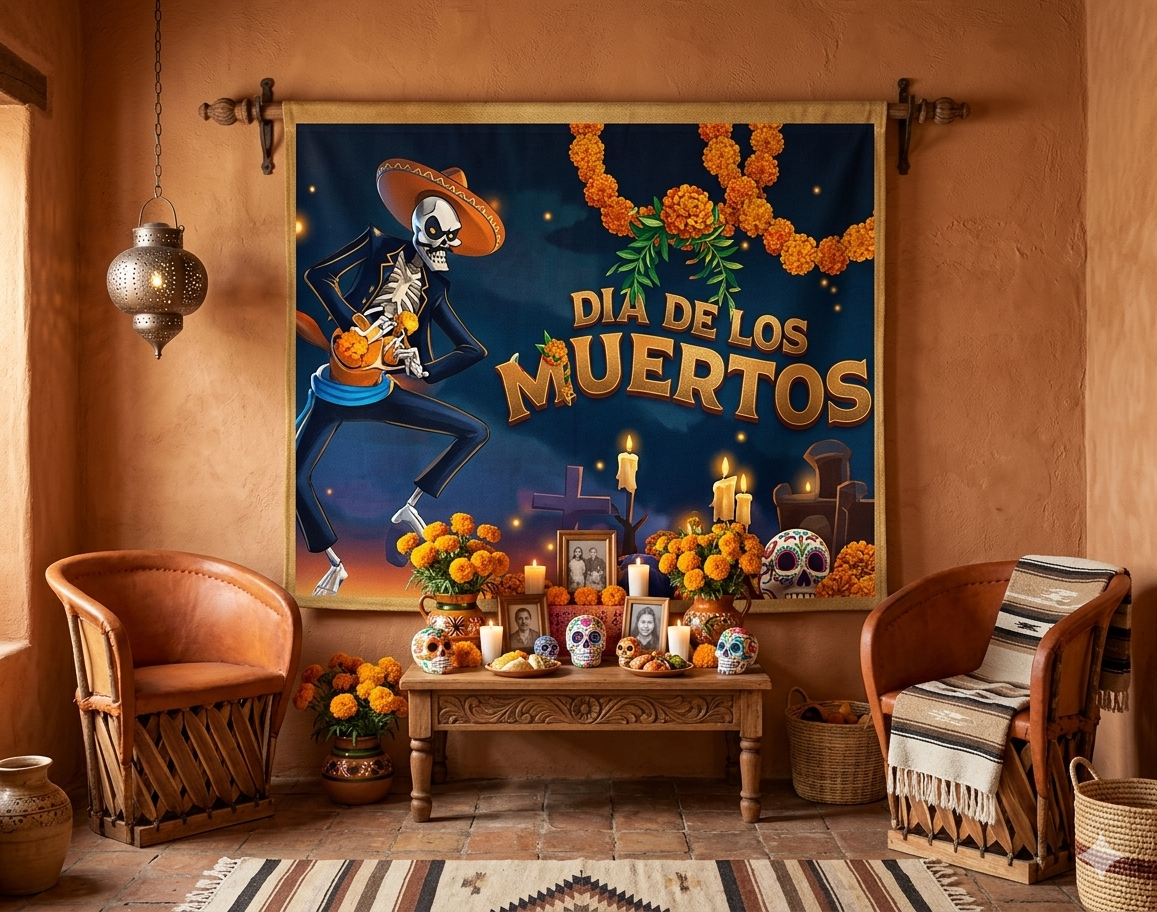 TELON HALLOWEEN/DIA DE MUERTOS 200X180CM  MOD.4