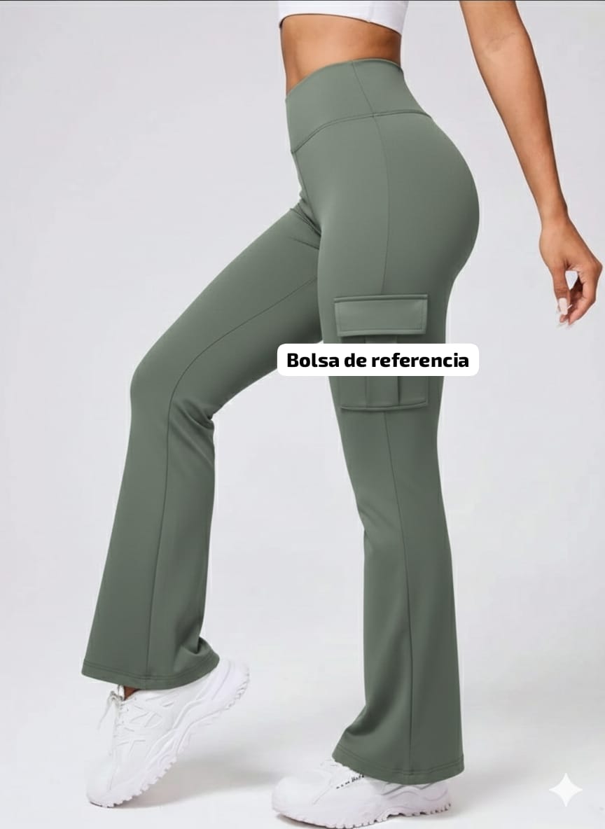 LEGGINS CARGO ACAMPANADO VERDE HIERBA L 07