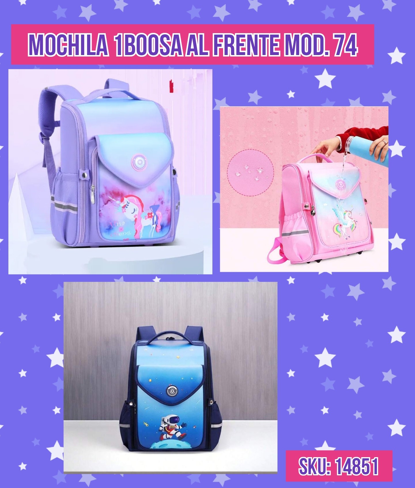 MOCHILA 1 BOLSA AL FRENTE MOD.74