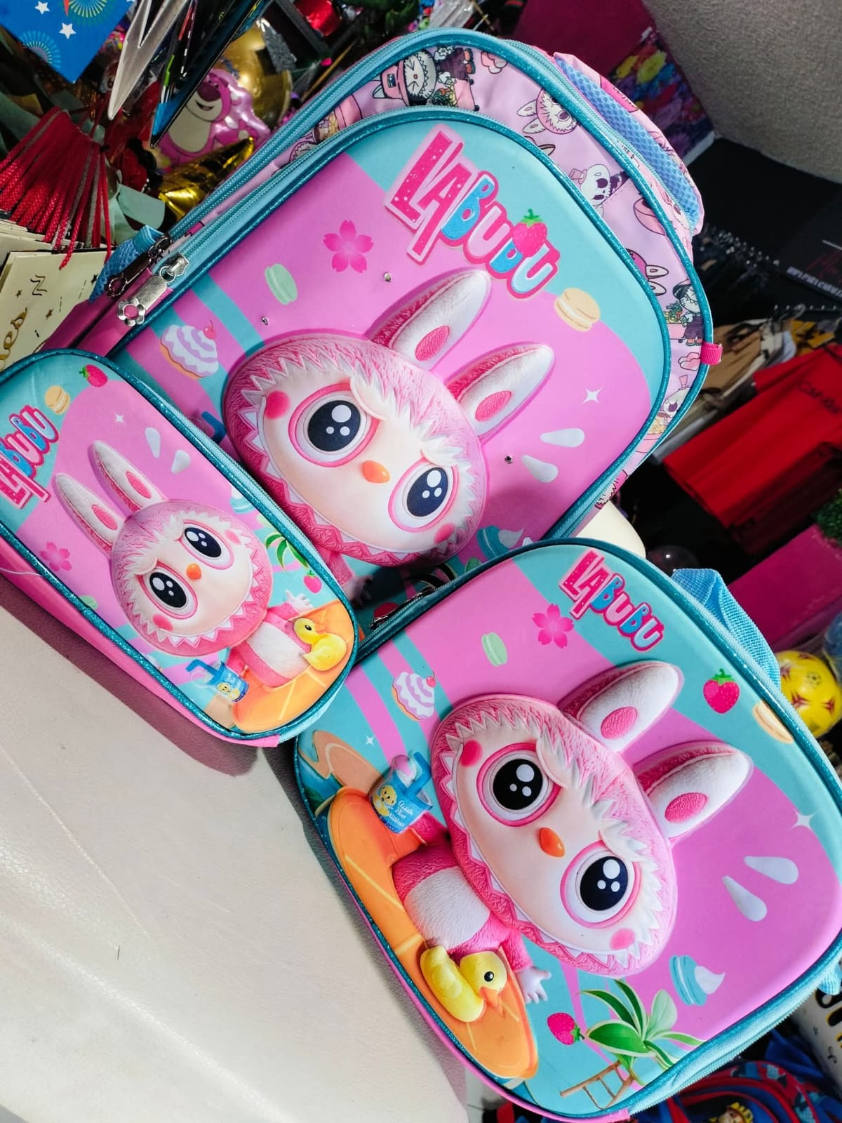 MOCHILA COMBO ESCOLAR CON LUZ LABUBU ROSA #559