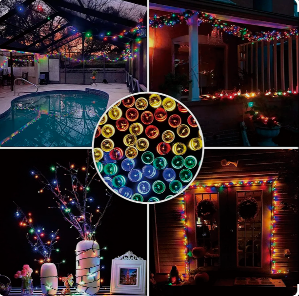 SERIE DE LUZ LED 300 LUCES COLORES SONIDO EXT.VERDE (2671)