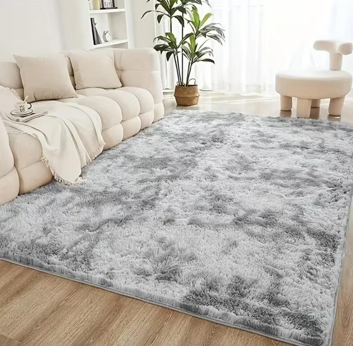 ALFOMBRA PELO ALTO 150X200CM GRIS/BLANCO