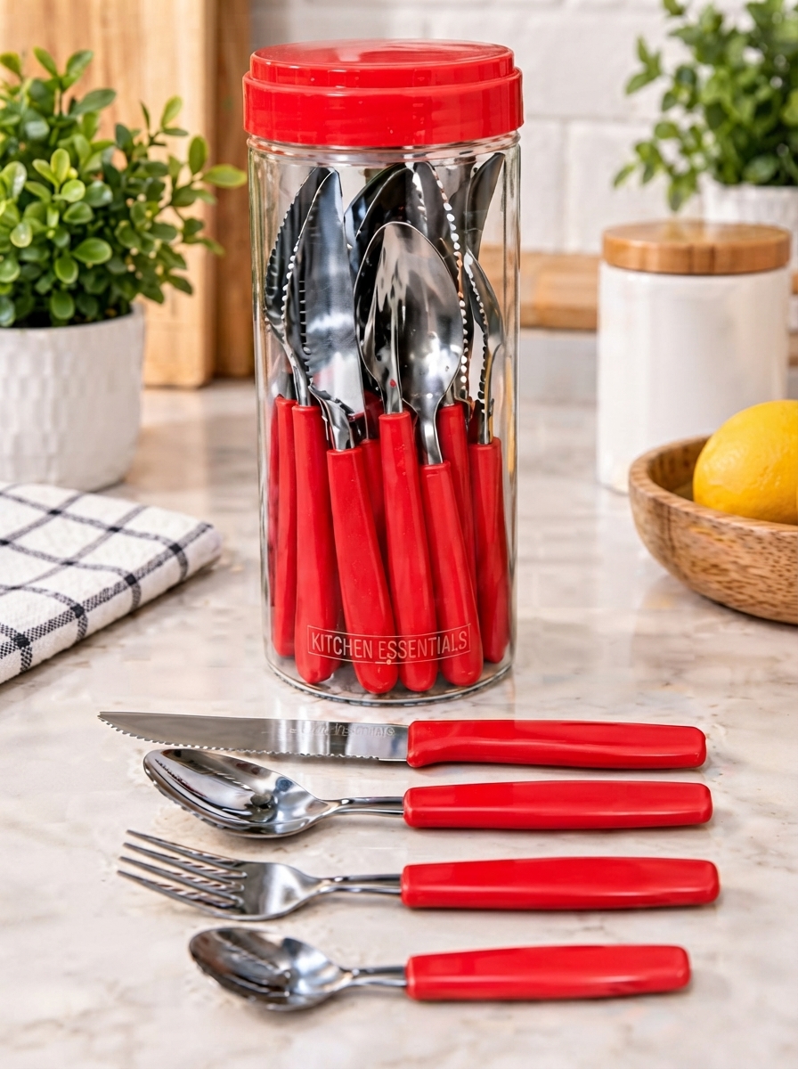 SET DE 24 CUBIERTOS ROJO