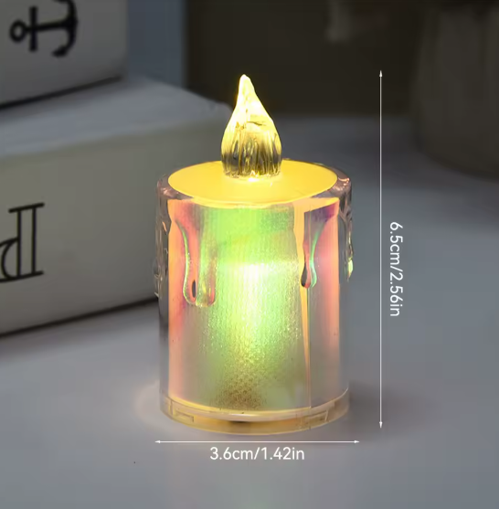 CAJA 24PZ VELAS LED TRANPARENTES 6.5X3.6CM