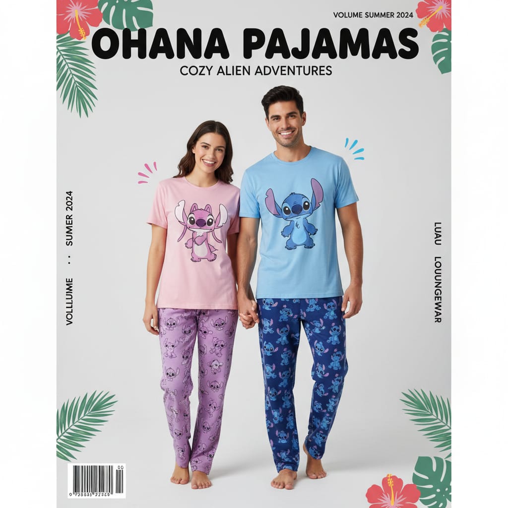 DUO PIJAMAS PAREJAS STITCH Y ANGEL FRANEL