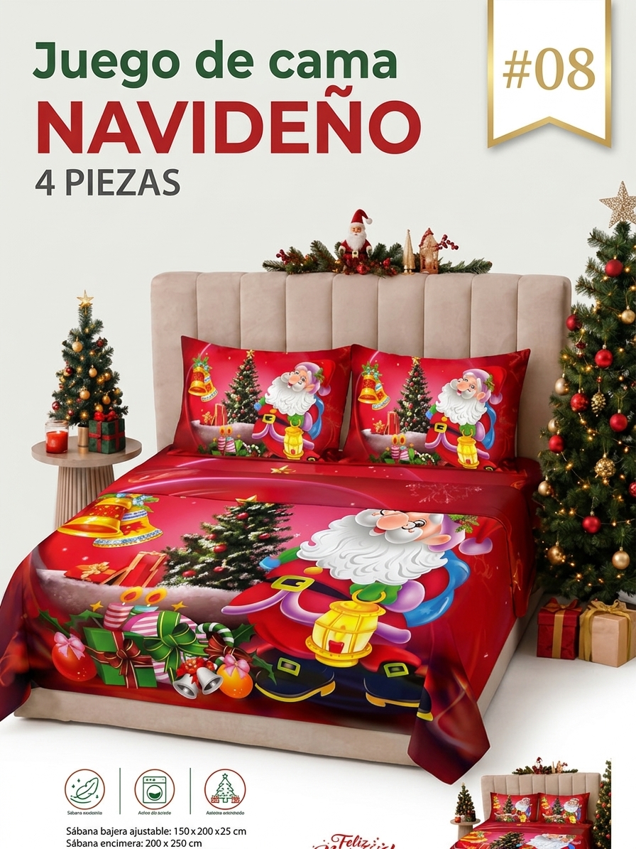 JUEGO DE SABANAS NAVIDEÑO MATRIMONIAL MOD.8
